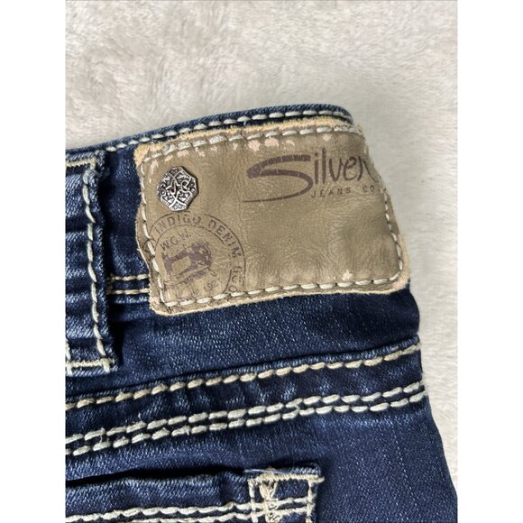Silver Tuesday Women's Mid Boot Dark Wash Blue Jeans Tag Sz 32w/31L Low Rise - Picture 9 of 10